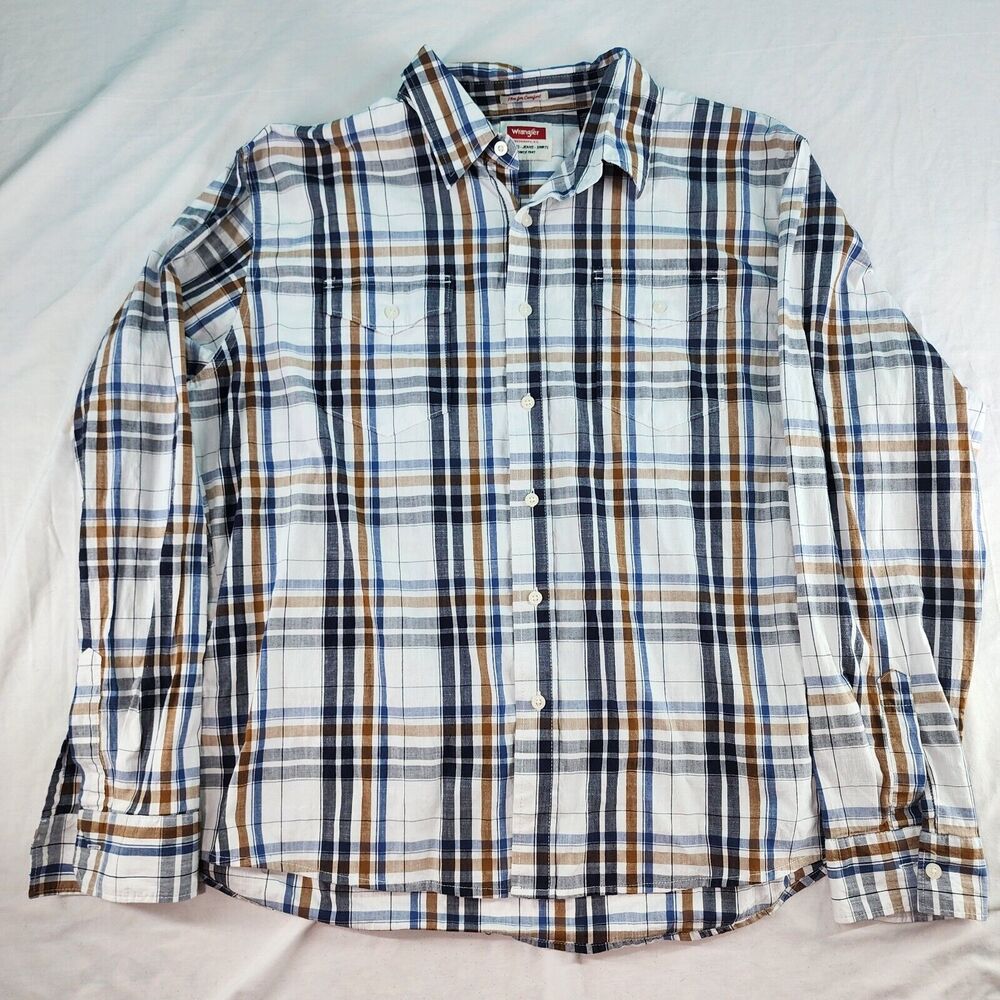 Wrangler Flex For Comfort Mens Button Up Shirt Short Sleeve White Size 2XL
